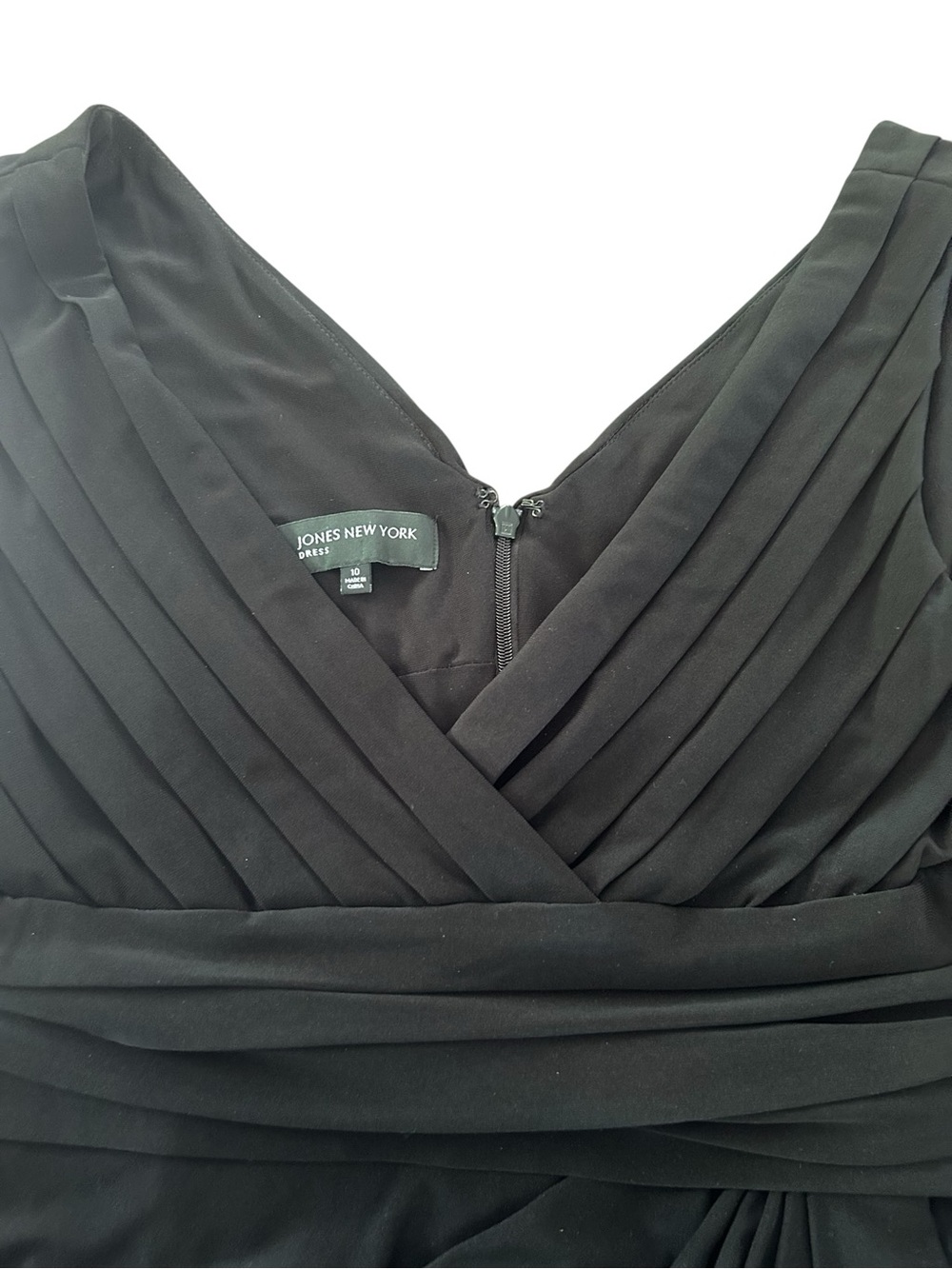 Jones NY Classic V-Neck Black Maxi Wedding Evening Formal Dress Sz 10 EUC - Picture 8 of 14